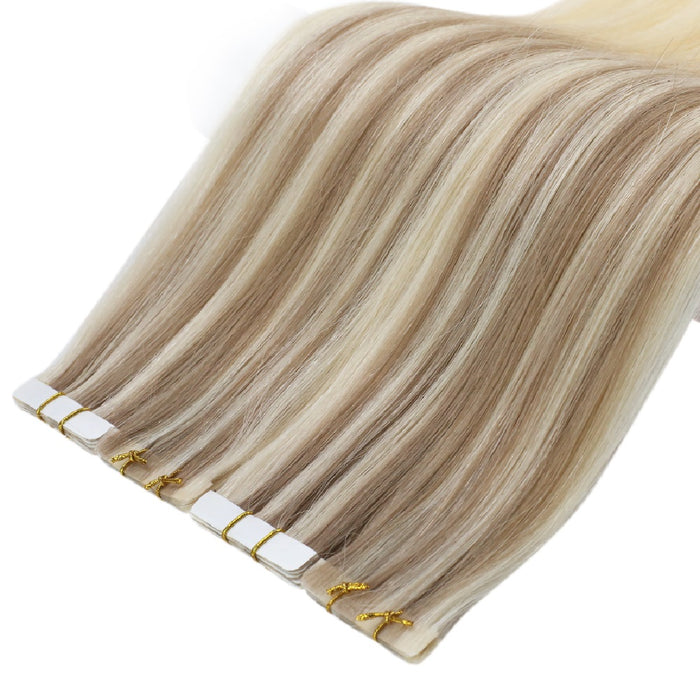 Seamless Tape in Hair Extensions Virgin Hair Best Tape-ins Balayage Blonde #Nordic