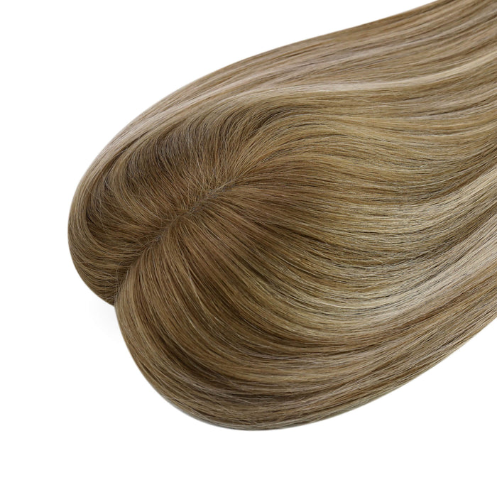 sunny hair brown hair topper highlight brown with blonde human hair topper high quality hair pieces