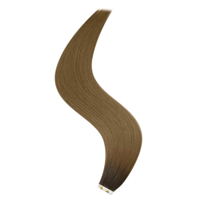 [NEW] Virgin Hair Invisible Tape in Human Hair Balayage Brown #R3T8